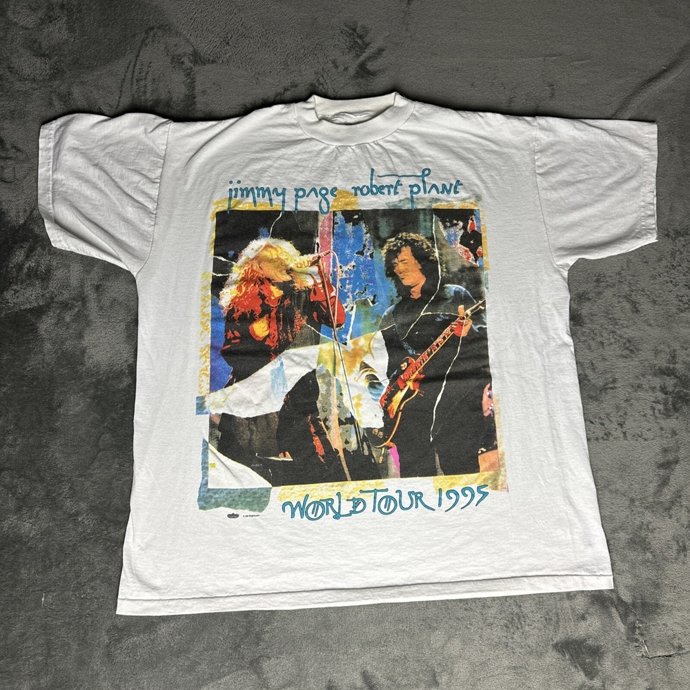 Vintage 1995 Jimmy Page and Robert Plant World Tour T Shirt